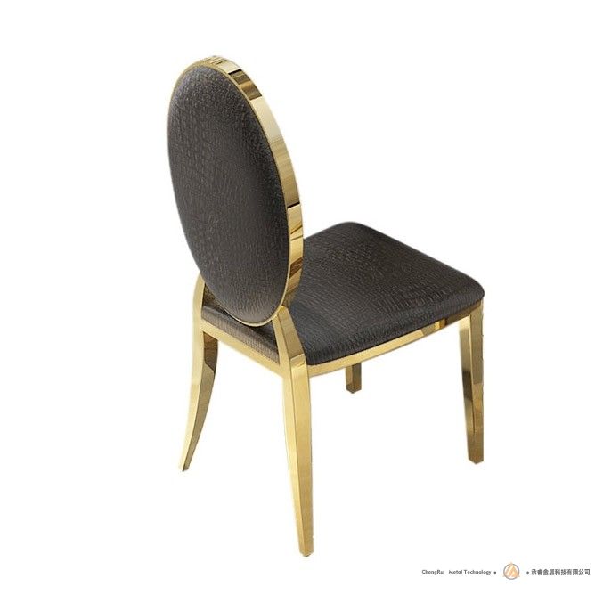 经典豪华黑色餐椅和特色椅软垫PU皮革金色不锈钢2件套