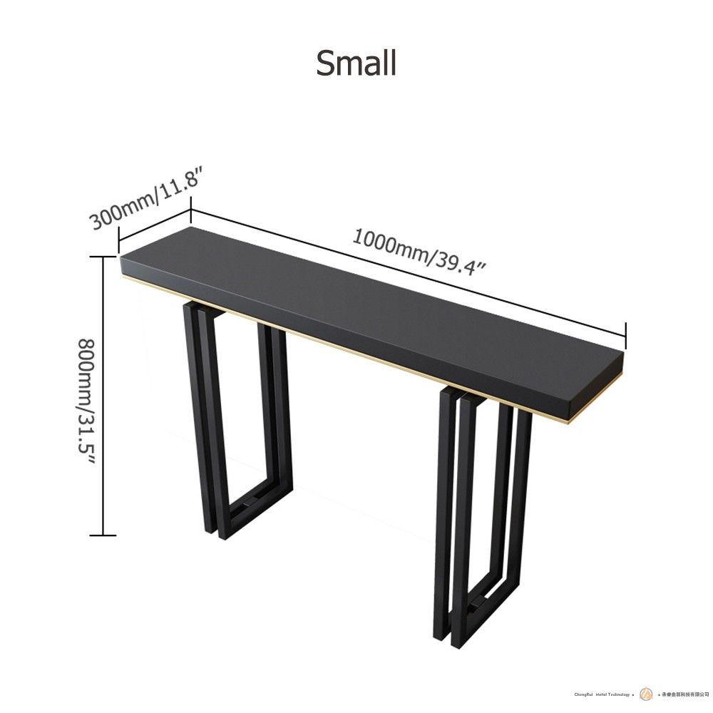 小型入口特色桌子控制台桌黑色实木和金属