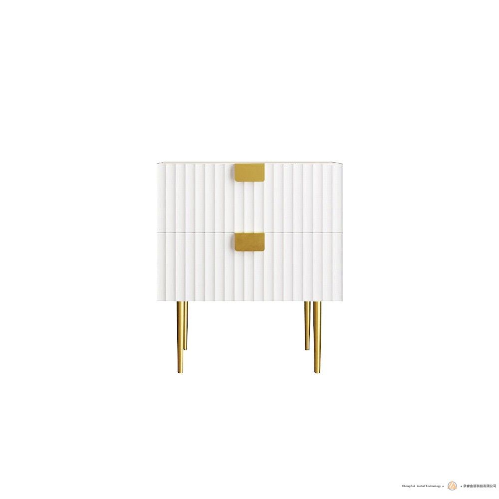 白色现代2屉卧室床头柜床头柜不锈钢底座