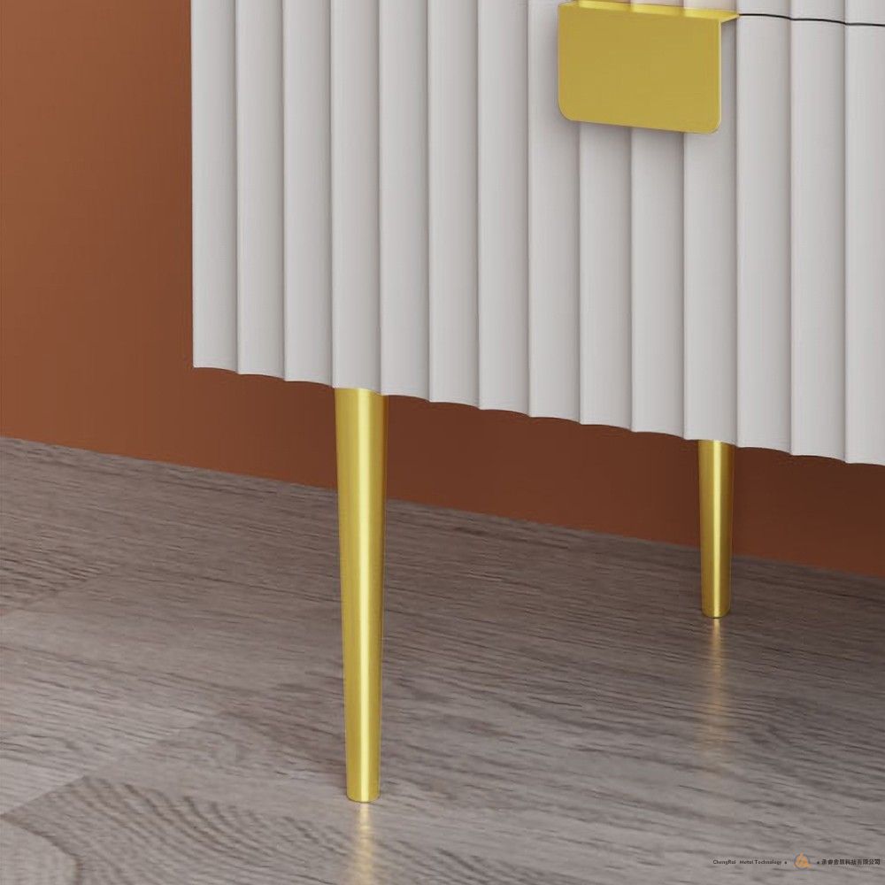 白色现代2屉卧室床头柜床头柜不锈钢底座