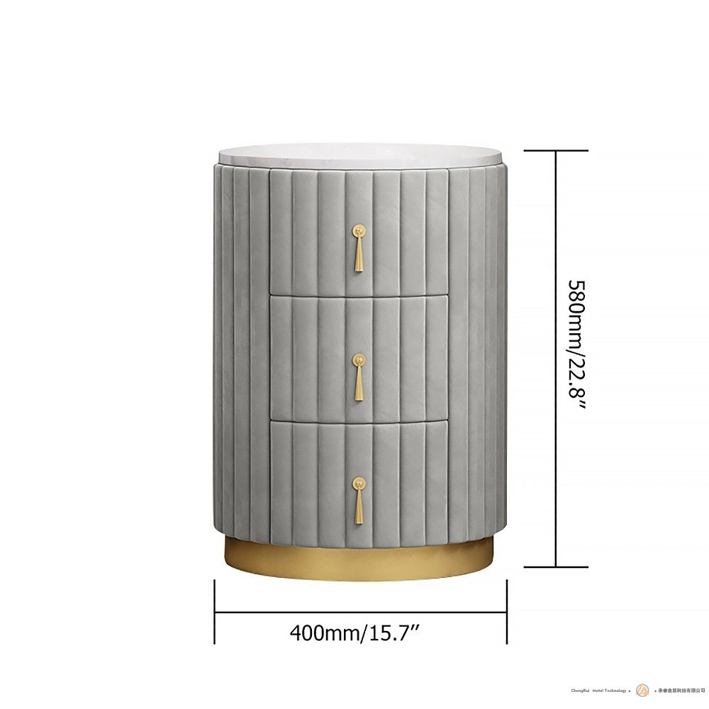 蓝色现代天鹅绒2抽屉床头柜金色卧室床头柜