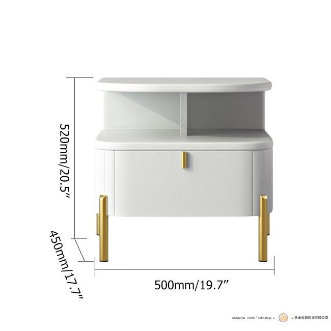 white__1Chic White Faux Leather Nightstand Modern Bedside Table with Storage 1-Drawer 白色床头柜白色仿皮革床头柜带