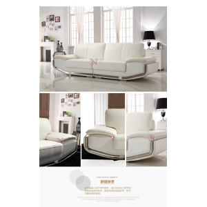 简欧不锈钢扶手头层皮沙发