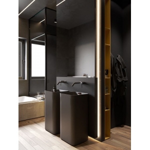 Un loft sombre et quelques touches de moutarde par Cartelle Design Un loft sombre et quelques touche