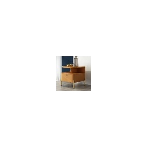 white__1Chic White Faux Leather Nightstand Modern Bedside Table with Storage 1-Drawer 白色床头柜白色仿皮革床头柜带